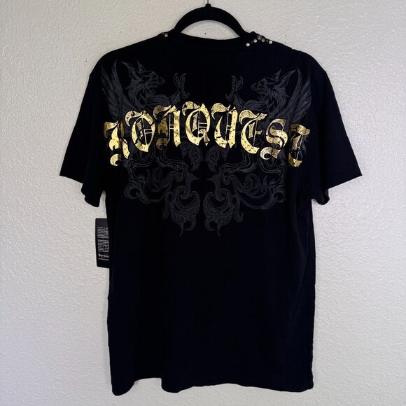 Konquest Shirt Mens Medium Guitar Cross Metallic Tee Tshirt Y2K Grunge Rock NEW - Picture 2 of 10